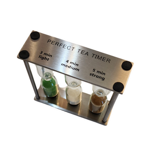 PERFECT TIMING FOR ANY TEA: Three hourglasses provide 3-minute, 4-minute, and 5-minute timing. Use the 3-minute timing for a light brew, and the 4 or 5-minute timers for dark, stronger tea.
