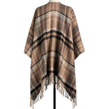 Whether snuggling up or going out, our soft acrylic Reversible Plaid Kimono is a closet must-have. Beautiful in Camel & Black, we love that it gives us two looks in one, but we also love the side buttons that make armholes and keep your kimono around your shoulders! Unbutton them to use as a big blanket scarf! So many possibilities!