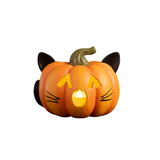 Bring some feline fun to your Halloween decor with our delightful Pumpkin Cat Luminary! This playful piece features cut-out eyes and an 'O' shaped mouth, ready to glow when you place a battery-operated light inside through the bottom opening. Topped with cute cat ears, it also has painted whiskers and a curled tail wrapping around the side, giving it extra character. This adorable pumpkin cat is the perfect blend of spooky and sweet, making it an eye-catching addition to your seasonal display. It will add a