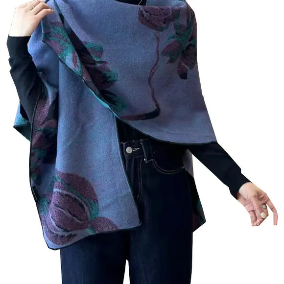 Cozy Cashmere Like Travel Wrap This one size fits all reversible loop wrap, drapes over and through shoulder loop to stay in place. Accents any outfit, casual or dressy. It feels and looks like cashmere. A beautiful layering piece!

60% Poly, 40% Acrylic.

Dry clean or hand wash cold with light colors, lay flat to dry, iron on lowest setting if need, do not bleach.