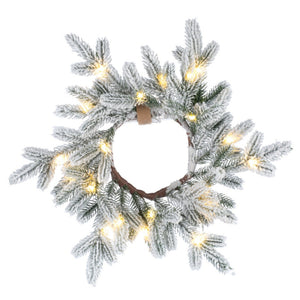We are loving this new frosted wreath this year! Hang it ANYWHERE, its battery-operated lights will give you so many options for decorating!  15"w x 17"h  Requires 2 AA Batteries, not included.