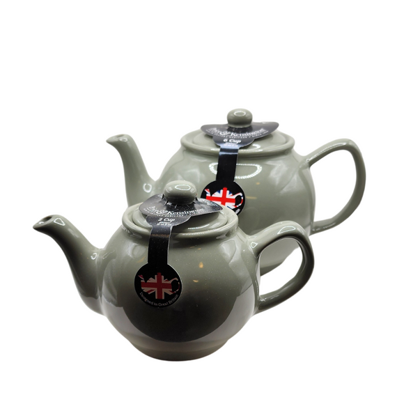 When it's time for a spot of tea, reach for one of our stoneware teapots, which can absorb the heat of boiling water without cracking. Likewise, the beautiful exterior is protected with a gloss to prevent the paint from warping or rippling. The classic bulbous shape allows tea leaves or bags to move freely for just the right amount of flavoring. 

Our Sage Green teapot is available in 2-cup or 6-cup size