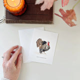 Send gratitude with the Thanksgiving Turkey greeting card. The card is blank on the inside with a charming watercolor illustration on the front.

Details: - blank inside - 5.5" x 4.25" - Printed on 120lb superfine paper - Original watercolor artwork by Emily Lex