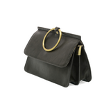 Put a ring on it! Perfect for your next night out, this cute deep forest bracelet bag looks great with your fav jeans or slinky dress! With multiple compartments, it is just the right size to hold all your essentials. Wear it on your wrist with the metallic ring bracelet, or carry as a clutch, or wear as a crossbody with the detachable shoulder strap.


Dimensions: 6 in. H x 8.25 in. W x 3.5 in. at deepest point
Tapers up to the top point
Adjustable and removable crossbody strap: 20-25 in.
3 in. diameter ri