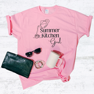 You'll LOVE our NEWEST design!&nbsp; Our Summer Kitchen Girl TEA-shirt is in a pretty candy pink color with black writing and a teapot pouring a cup of your favorite Summer Kitchen tea!