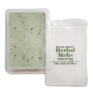 You'll enjoy the refreshing aroma of mandarin, tangerine, ruby red grapefruit, and lemon rinds with base notes of fresh sage leaves in our Citrus &amp; Sage Melts!



Our&nbsp;natural wax melts are triple scented to give you an amazing scent throughout your home.&nbsp; They&nbsp;are so easy to use with six separate break-apart cubes - just place them in a melter and enjoy!