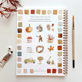The Autumn Watercolor Workbook includes 12 fall-themed illustrations with an example of the finished painting, step-by-step instructions, and a lightly illustrated sketch for you to paint. It's just like a coloring book, but with watercolor! &nbsp;Enjoy this peaceful painting hobby on your own, with children, or with friends. Makes a wonderful gift and is perfect for artists of any age.

12 beginner-friendly illustrations on thick 120lb watercolor paper

Lay-flat pages with spiral binding for hassle-free pa