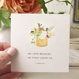 Fill your mind with beauty and truth everyday with this set of 31 Truth for Today scripture verse cards. Display in your home for a pretty way to point to Jesus. Use them as daily or weekly memory verse reminders. Share them as encouragement with a friend. Easily used as gift tags, bookmarks and more!

31 card set - 4" x 4" square

120lb cotton eggshell textured paper

Envelopes and card stand sold separately

Original watercolor artwork by Emily Lex