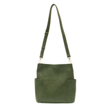 A casual and carefree crossbody in super soft pebble grain vegan leather, our Kayleigh bucket bag in a beautiful hunter green comes with a smaller bag that can be carried inside or used alone. The convenient side pockets of this bucket bag can hold your water bottle, phone, or glasses.&nbsp;