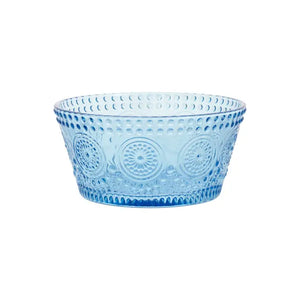 This pretty sky blue glass bowl is a nod to times gone by! It's a beautifully crafted bowl with an intricate raised pattern that adds a touch of sophistication to any table setting.&nbsp;

&nbsp;4.75" Dia x 2.25" H