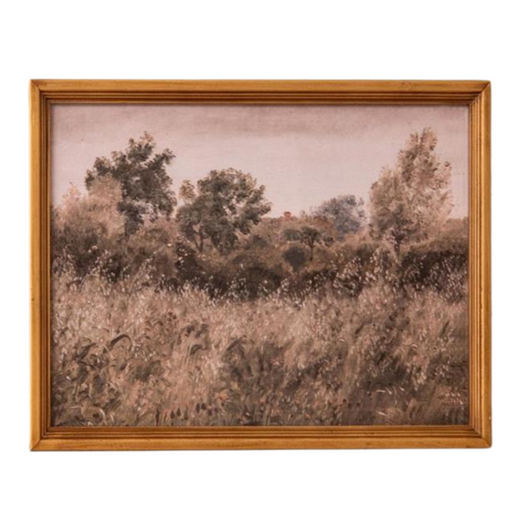 This beautiful vintage landscape features a field of grass. It has an antiqued gold frame that will look great by itself or mixed in with other wall art!

12