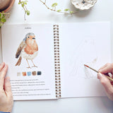 The Birds Watercolor Workbook includes 12 bird illustrations with an example of the finished painting, step-by-step instructions, and a lightly illustrated sketch for you to paint. It's just like a coloring book, but with watercolor! Enjoy this peaceful painting hobby on your own, with children, or with friends. Makes a wonderful gift and is perfect for artists of any age.

Details: - 12 beginner-friendly illustrations

Thick 120lb watercolor paper

&nbsp;Lay-flat pages with spiral binding for hassle-free p
