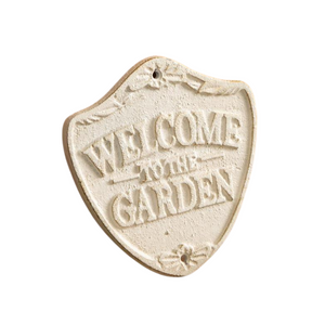 This little cream painted "Welcome to the garden" iron sign is the perfect touch to add to your garden shed, gate, or post! 

6" H x 6" W

Iron