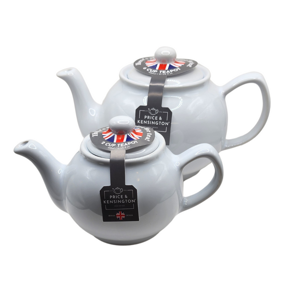 When it's time for a spot of tea, reach for one of our stoneware teapots, which can absorb the heat of boiling water without cracking. Likewise, the beautiful exterior is protected with a gloss to prevent the paint from warping or rippling. The classic bulbous shape allows tea leaves or bags to move freely for just the right amount of flavoring. 

The white teapot is available in 2-cup or 6-cup size