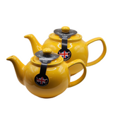 When it's time for a spot of tea, reach for one of our stoneware teapots, which can absorb the heat of boiling water without cracking. Likewise, the beautiful exterior is protected with a gloss to prevent the paint from warping or rippling. The classic bulbous shape allows tea leaves or bags to move freely for just the right amount of flavoring.&nbsp;

Sunshine yellow teapot is available in 2-cup or 6-cup size