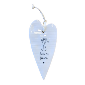 "You're My Favourite" Porcelain Heart Ornament

2 1/2" W x 5 1/4" H