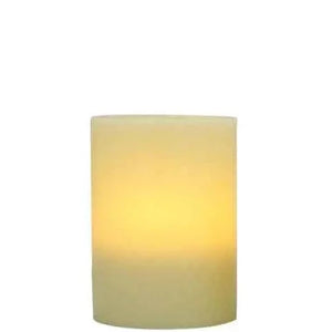 This 3" x 4" real wax pillar candle offers a lot of indoor decorating possibilities and up to 900 hours of glow time in the 4-hour mode! Once the timer is set, the candle comes on at the same time each day and stays on for either 4 or 8 hours.   Requires 2 C Batteries (not included)