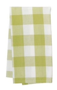 Bring a little HAPPINESS into your kitchen with our green buffalo check woven kitchen towel!  100% cotton  18" x 27"  Machine wash cold; tumble dry low.