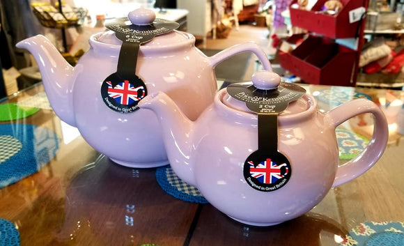 Light lavender teapots in 2-cup and 6-cup sizes