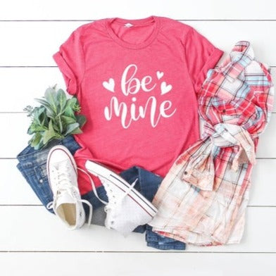 You'll want this t-shirt to be YOURS! The fabric is a beautiful heathered raspberry color with 