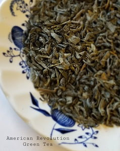 2 oz, Premium Hyson Green Tea  Hyson green tea was one of five teas thrown overboard in Boston Harbor in 1773. This Chinese tea was a common tea found both in the American colonies and England. It was a favorite of T. Jefferson, G. Washington, and, in the Regency Period, Jane Auste