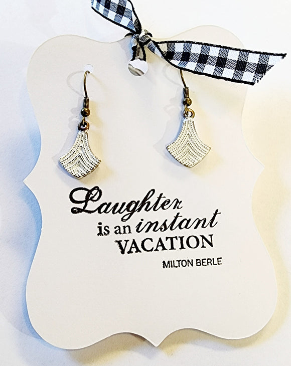 Small with a mighty fashion statement!  These dainty earrings are painted in a vanilla color and distressed for lots of style!  Lead and Nickel free.  1 1/2