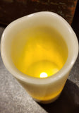 This 3" x 8" melted top wax pillar candle offers a lot of indoor decorating possibilities and up to 900 hours of glow time in the 4-hour mode! Once the timer is set, the candle comes on at the same time each day and stays on for either 4 or 8 hours.  Requires 2 C Batteries (not included)