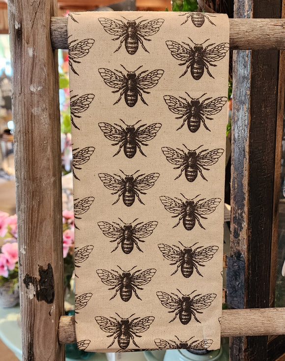 This is such a fun print with black bees on a white background!   