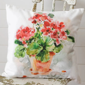 Oh, Hello, SUMMER!  We are smitten with this watercolor geranium pillow, and for a good reason! It will look amazing in your home with its beautiful soft colors of pink and red will surely make a statement in your home this summer!  18"" H x 18"" W  Cotton, Polyester Fiber