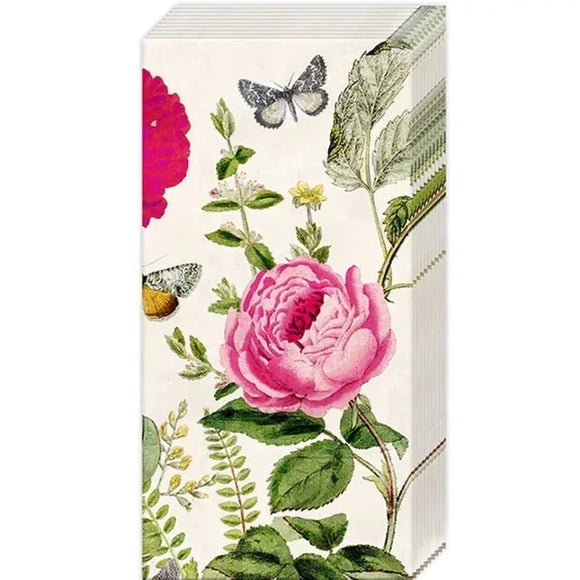 Beautiful pink roses with raspberries adorn these gorgeous tissues.  4 PLY - 10 paper tissues per package  4