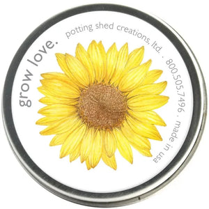 Our mini-sunflower is a French dwarf variety that is easy to grow indoors on any sunny windowsill.  Includes: seed, reusable, recycled US steel tin, directions. Zones 5–9      Coverage 125 sq. ft.  Flowers: (1) Dwarf Incredible, (2) Earth Walker, (3) Lemon Queen, (4) Velvet Queen.  Tin 2" diam.  Non-GMO - Open-pollinated 