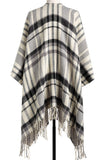 Whether snuggling up or going out, our soft acrylic Reversible Plaid Kimono is a closet must-have. We love that it gives us two looks in one, but we also love the side buttons that make armholes and keep your kimono around your shoulders! Unbutton them to use as a big blanket scarf! So many possibilities!  50 w x 30" long with 4" fringe  Do Not Iron, Do Not Bleach, Lay Flat to Dry, Do Not Tumble Dry, Machine Wash - Cold