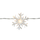 You will find many places to decorate with our battery powered Lit Snowflake Garland. the tree or fireplace with the Lit Snowflake Garland. This white garland will get everyone in the Christmas spirit when they see it! 65"long  Requires 2 AA Batteries, not included.